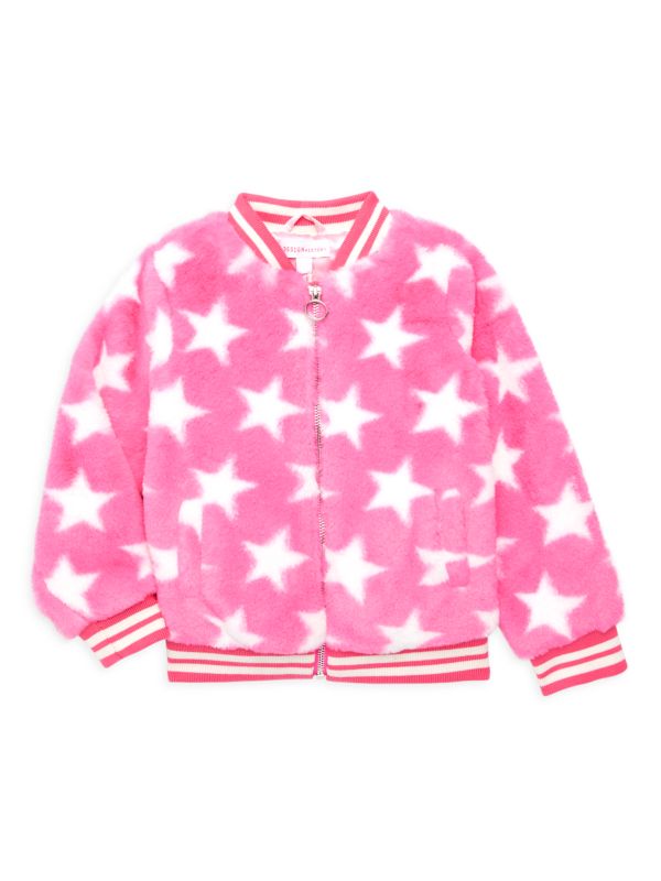 Design History Little Girl's Star Faux Fur Bomber